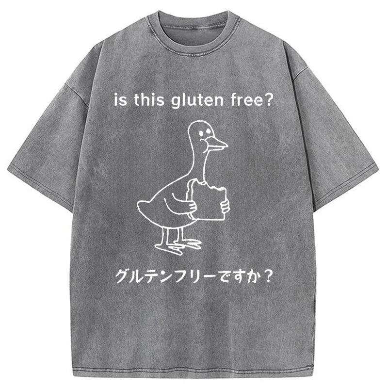 Modecanvas Avoid Gluten Product Washed T-Shirt-modecanvas