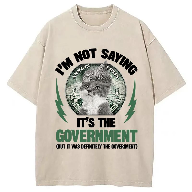 Modecanvas Government Conspiracy Cat DTG Printing Washed T-Shirt