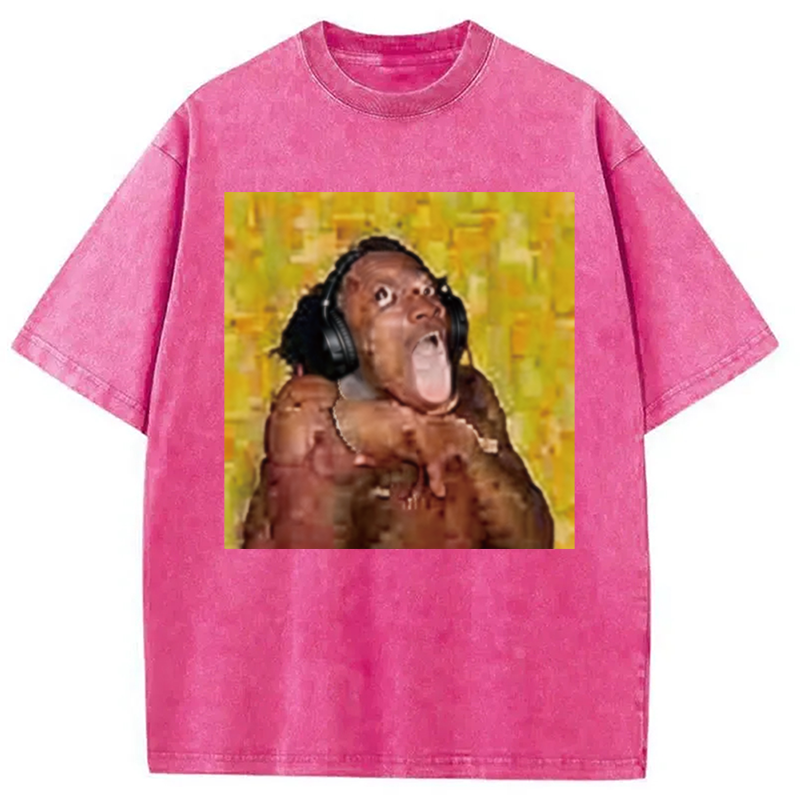 Modecanvas Funny Brainrot Reaction Meme DTG Printing Washed T-Shirt