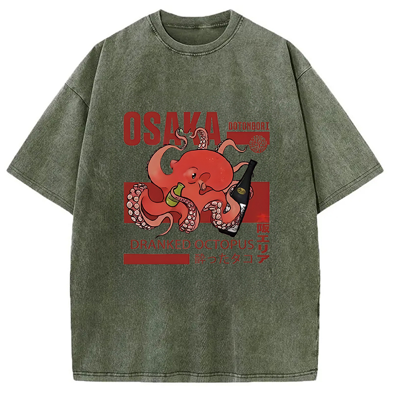Modecanvas Osaka Cute Octopus Washed T-Shirt