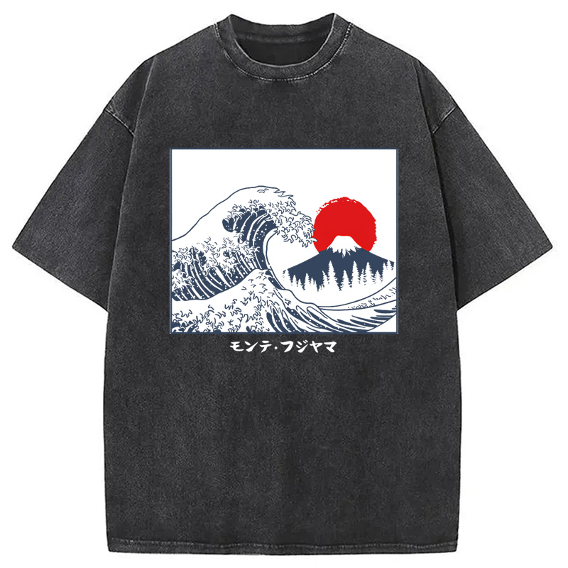 Modecanvas Great Fuji Wave Washed T-Shirt