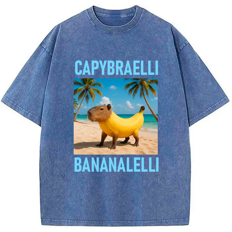 Modecanvas Capybara Banana Brainrot Washed T-Shirt