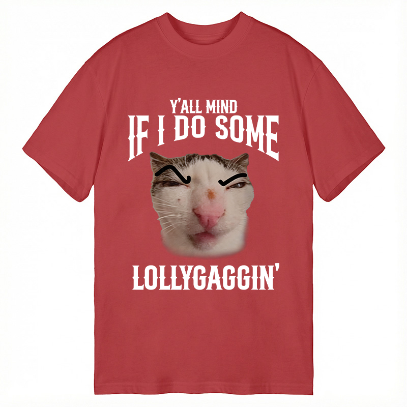 Modecanvas Do You Mind If I Slack Off? Funny Cat Meme DTG Printing Classic T-Shirt-modecanvas