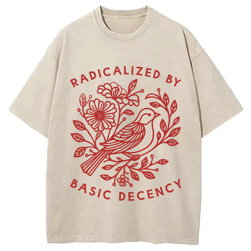 Modecanvas Pigeon Was Moved Washed T-Shirt-modecanvas