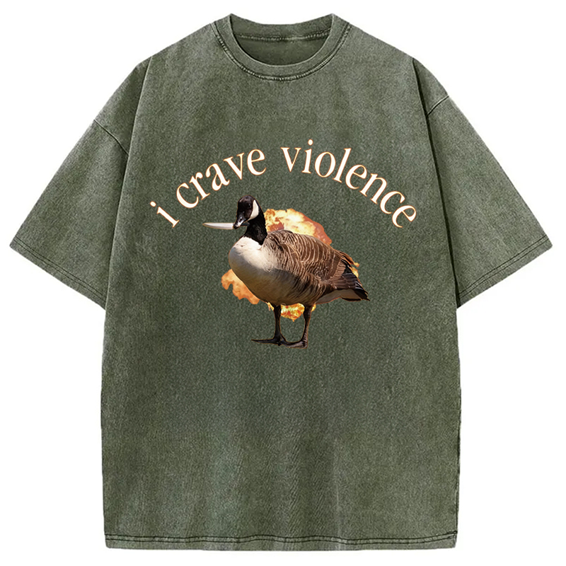 Modecanvas I Crave Violence DTG Printing Washed T-Shirt