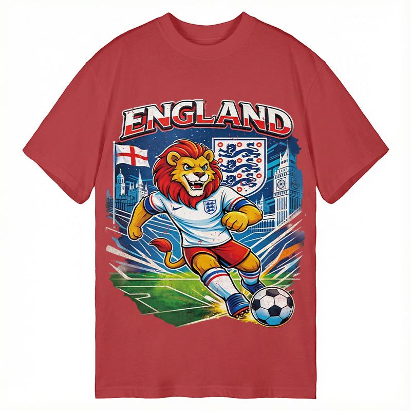 Modecanvas England Lion Soccer DTG Printing Classic T-Shirt-modecanvas