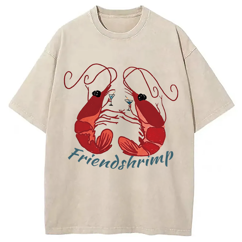Modecanvas Friendshrimp DTG Printing Washed T-Shirt