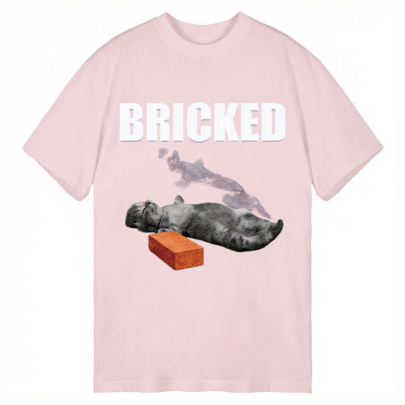 Modecanvas Bricked Funny Cat Knocked Out DTG Printing Classic T-Shirt-modecanvas