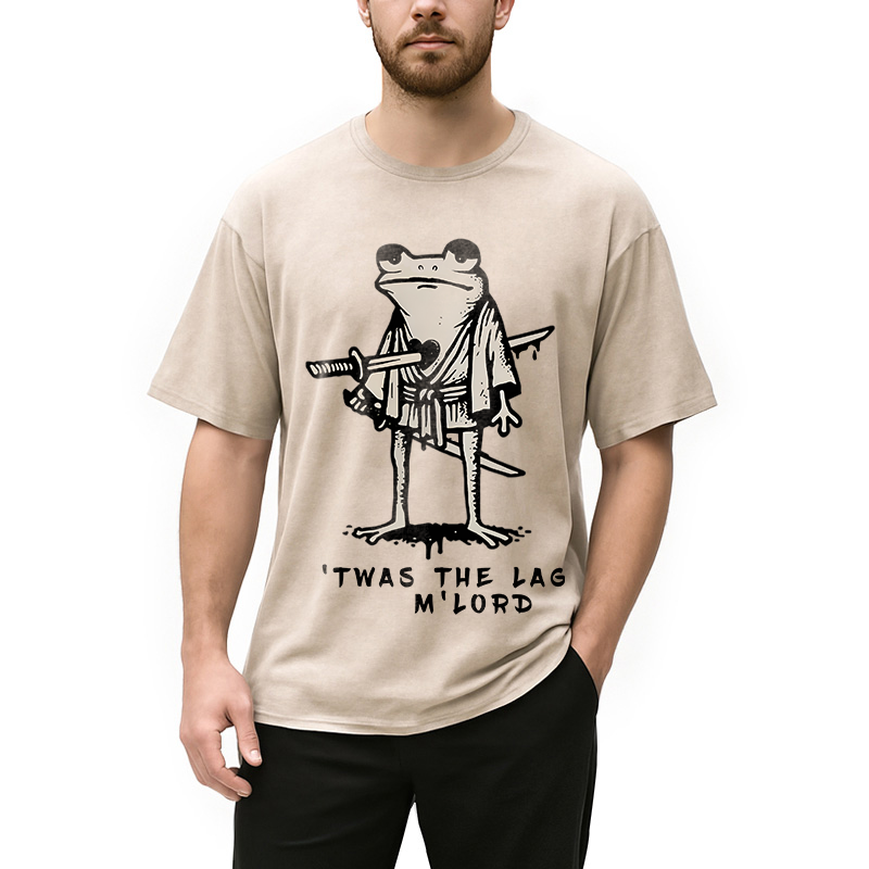 Modecanvas Funny Frog Samurai Washed T-Shirt