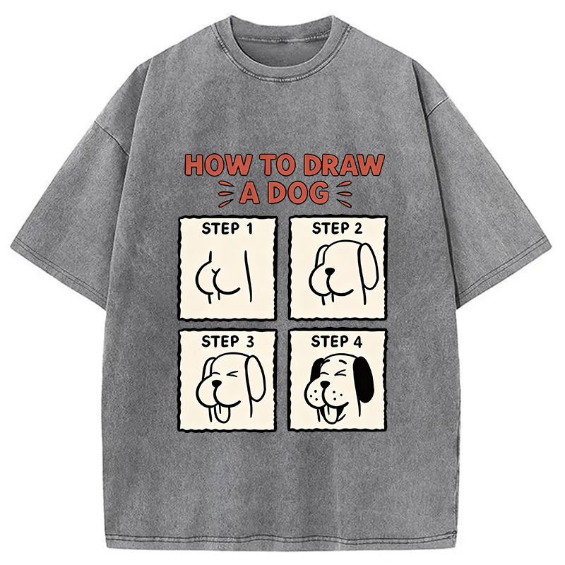 Modecanvas How To Draw A Dog DTG Printing Washed T-Shirt