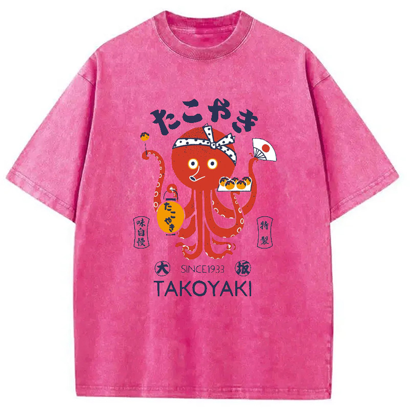 Modecanvas Tokoyaki Octopus Japanese Washed T-Shirt