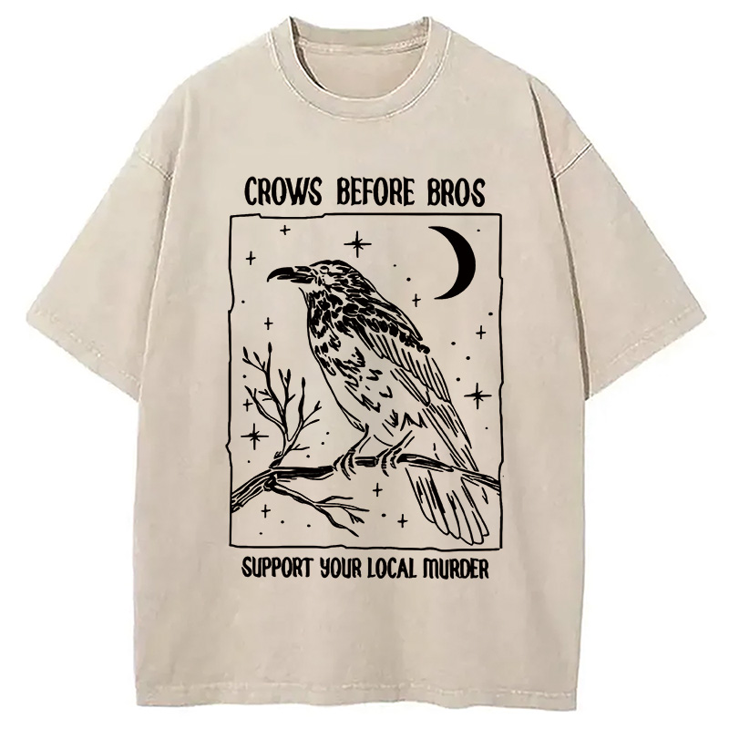 Modecanvas Funny Crows Before Bros Washed T-Shirt