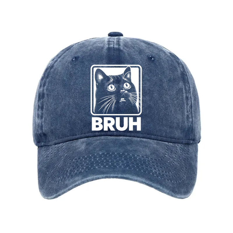 Modecanvas BRUH Cat Washed Cap-modecanvas