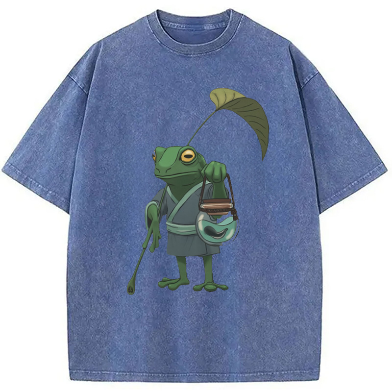 Modecanvas A Frog and His Son Washed T-Shirt