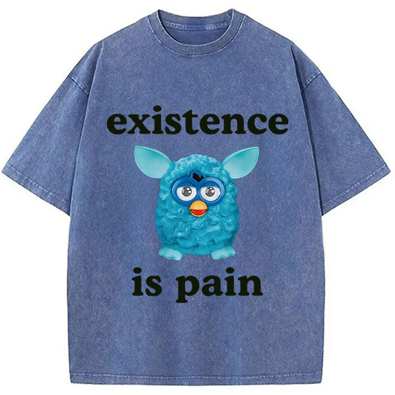 Modecanvas Existence Is Pain DTG Printing Washed T-Shirt