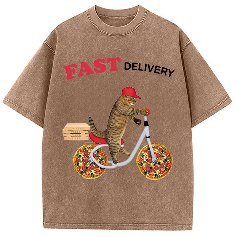 Modecanvas Fast Delivery Cat DTG Printing Washed T-Shirt