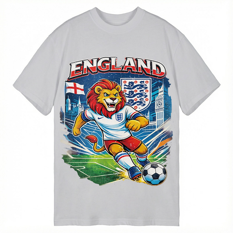 Modecanvas England Lion Soccer DTG Printing Classic T-Shirt-modecanvas