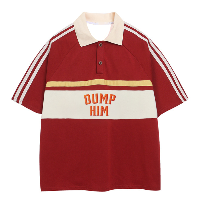 Modecanvas Dump Him 90s Inspired Polo Embroidered T-Shirt
