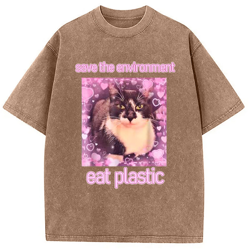 Modecanvas Save The Environment Washed T-Shirt