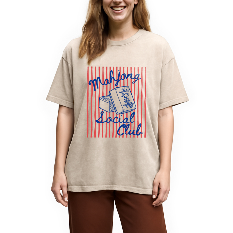 Modecanvas Mahjong Social Club DTG Printing Washed T-Shirt