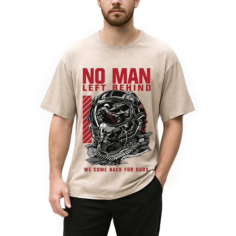 Modecanvas No Man Left Behind DTG Printing Washed T-Shirt