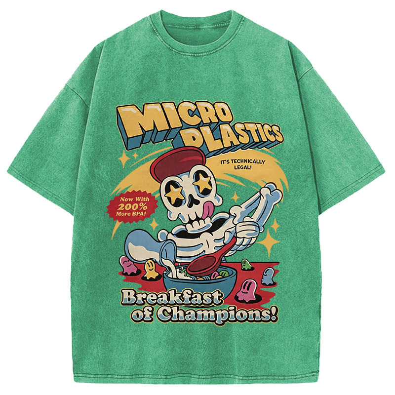Modecanvas Microplastics Skeleton Meme DTG Printing Washed T-Shirt