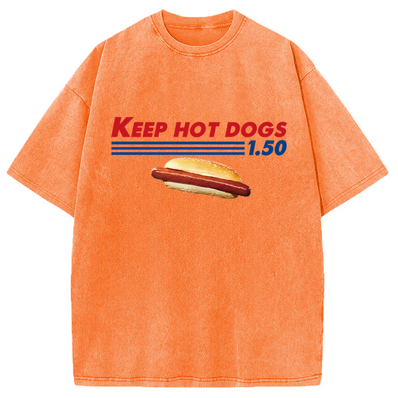 Modecanvas Funny Costco Hotdog DTG Printing Washed T-Shirt
