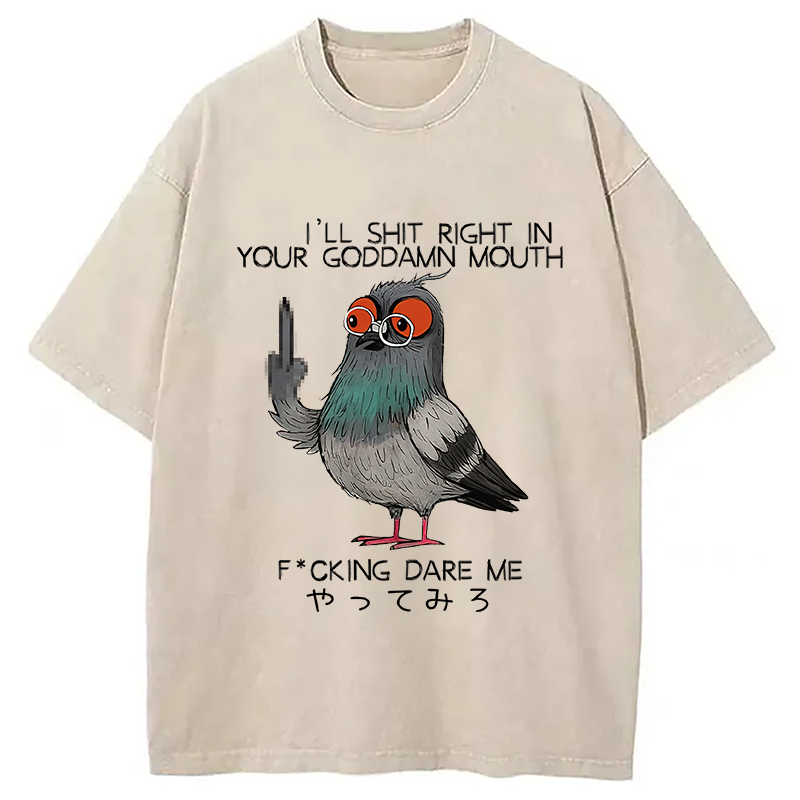 Modecanvas Angry Pigeon Washed T-Shirt