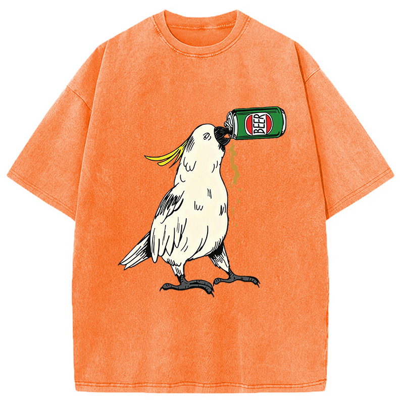 Modecanvas Cockatoo Beer DTG Printing Washed T-Shirt
