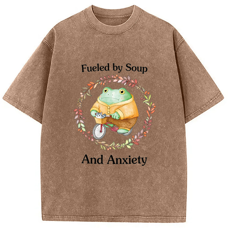 Modecanvas Soup And Anxiety DTG Printing Washed T-Shirt
