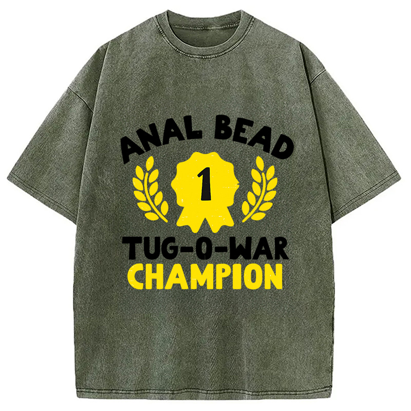 Modecanvas Bead Tug O War Champion Funny Washed T-Shirt-modecanvas