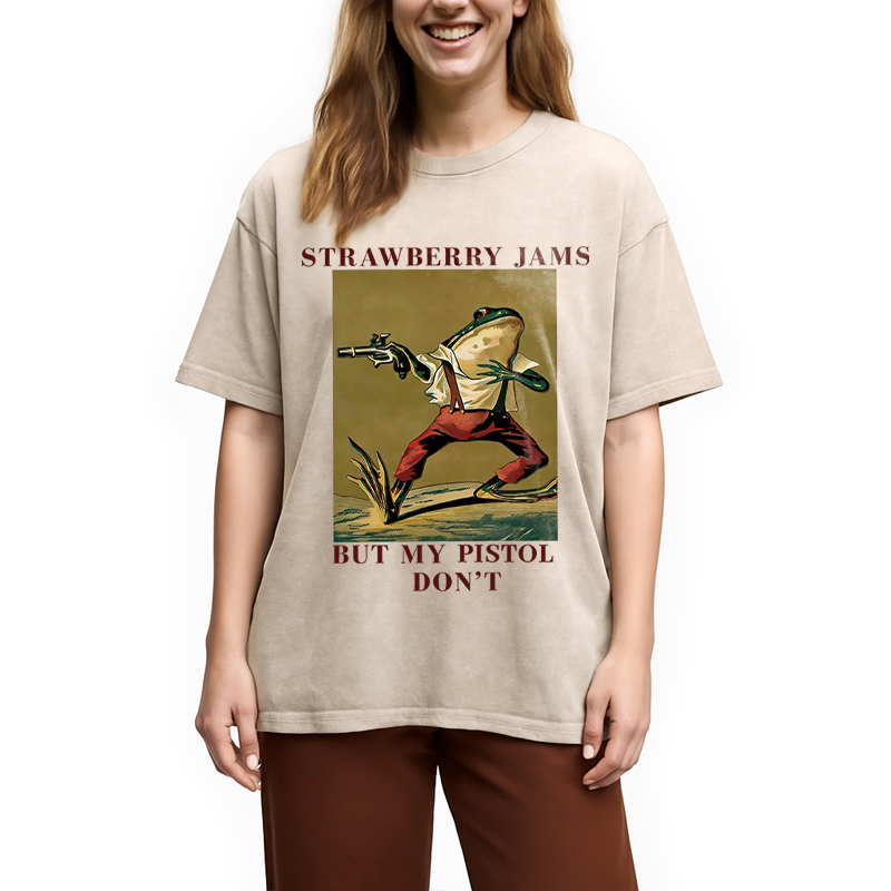 Modecanvas Western Frog DTG Printing Washed T-Shirt