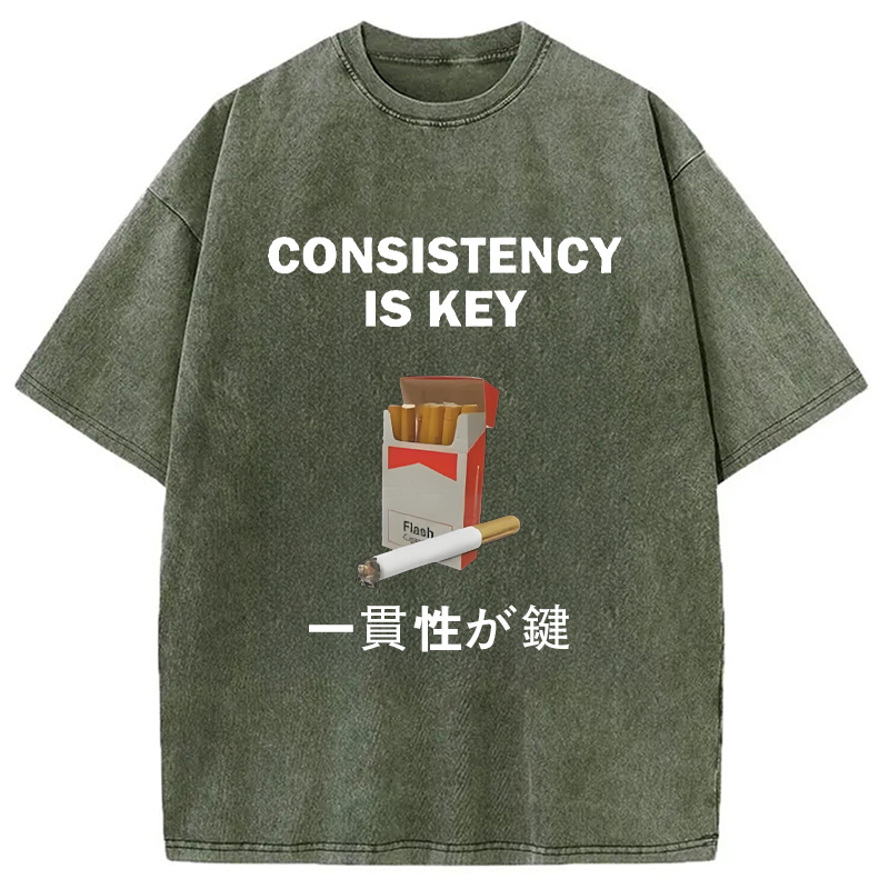 Modecanvas Consistency Is Key Cigarette Washed T-Shirt