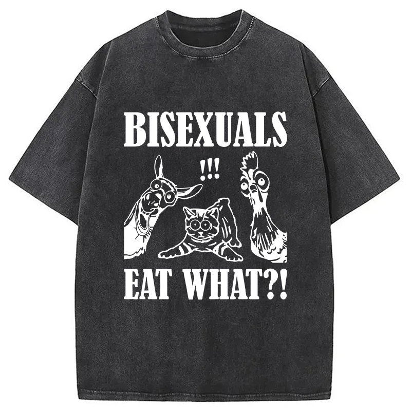 Modecanvas Bisexuals Eat What?! DTG Printing Washed T-Shirt