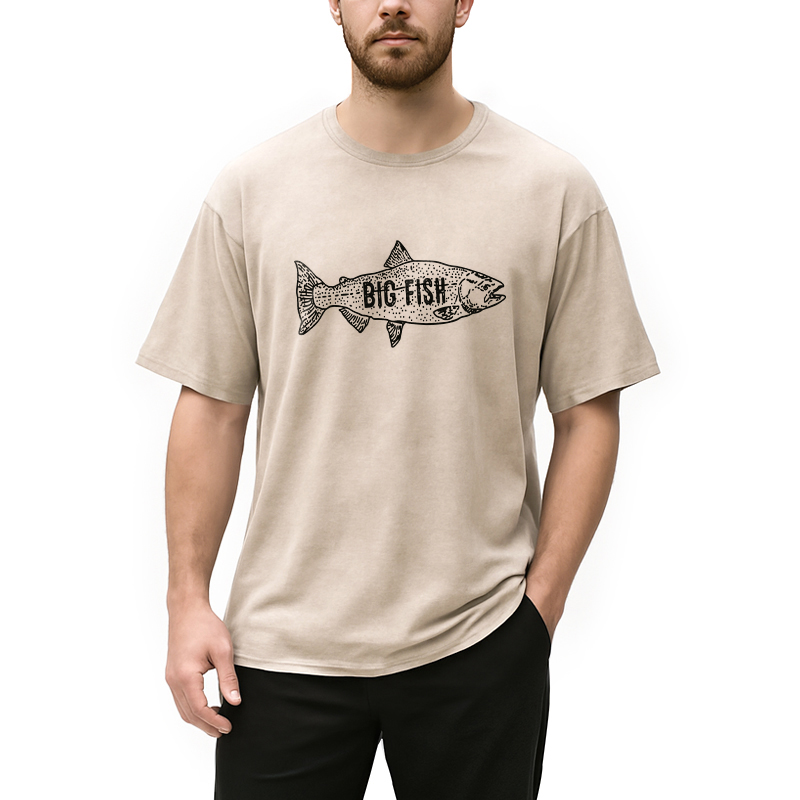 Modecanvas Big Fish DTG Printing Washed T-Shirt