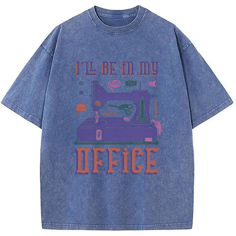 Modecanvas Funny Sewing Machine Seamstress Tailor DTG Printing Washed T-Shirt