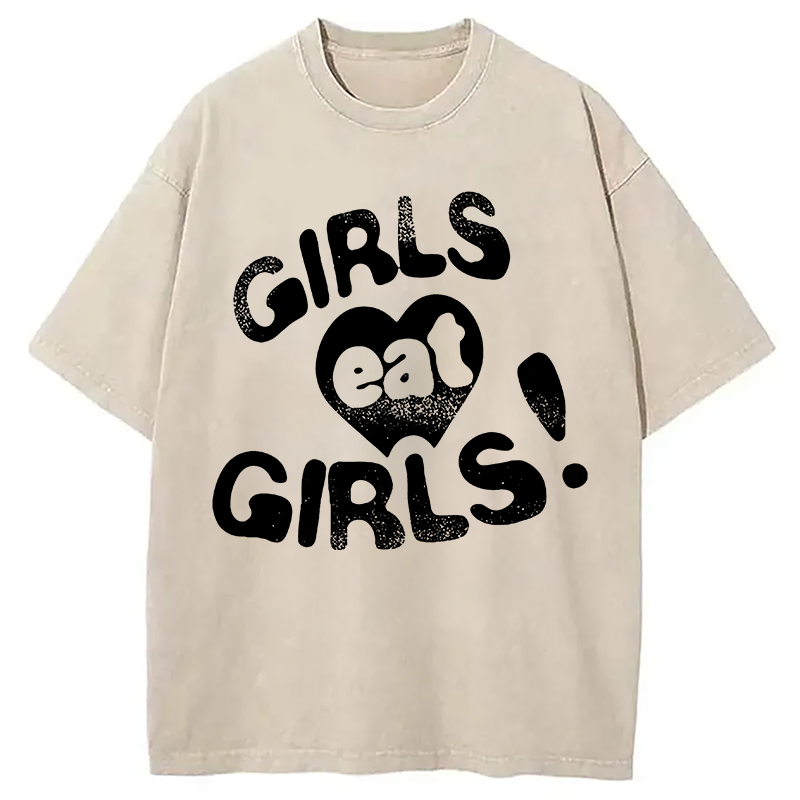 Modecanvas Girls Eat Girls DTG Printing Washed T-Shirt