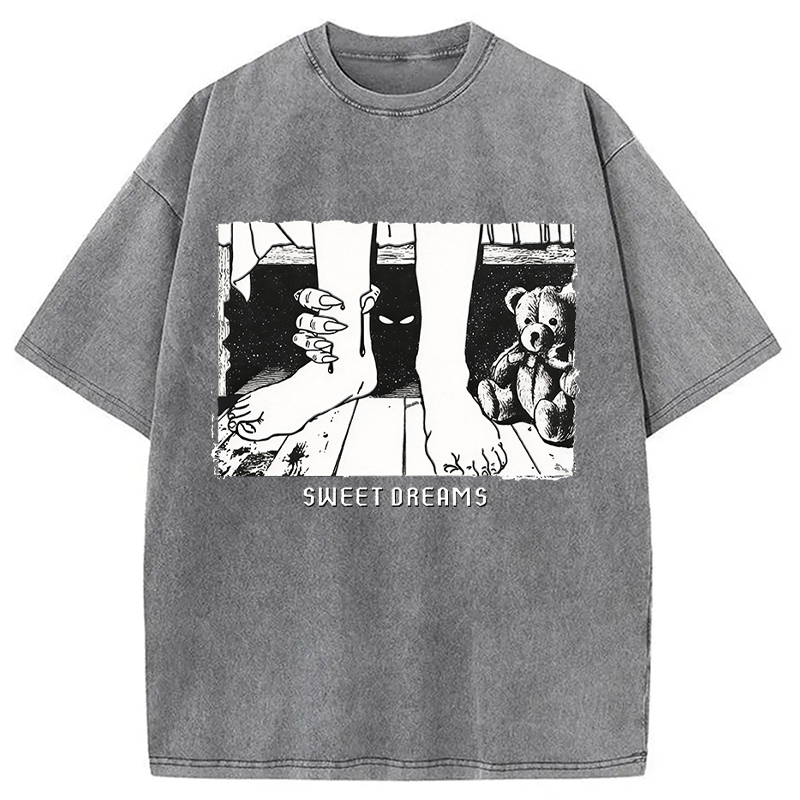 Modecanvas Monster Under The Bed DTG Printing Washed T-Shirt