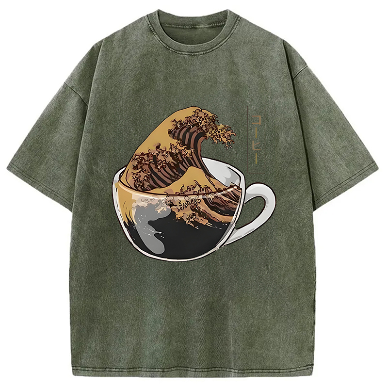Modecanvas Coffee Wave Washed T-Shirt