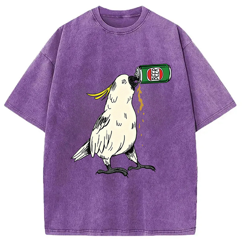 Modecanvas Cockatoo Beer DTG Printing Washed T-Shirt