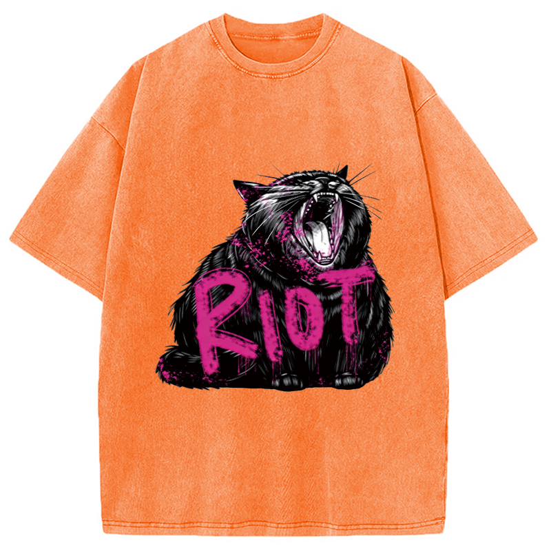 Modecanvas Riot Cat DTG Printing Washed T-Shirt