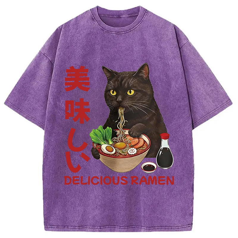 Modecanvas Delicious Ramen DTG Printing Washed T-Shirt