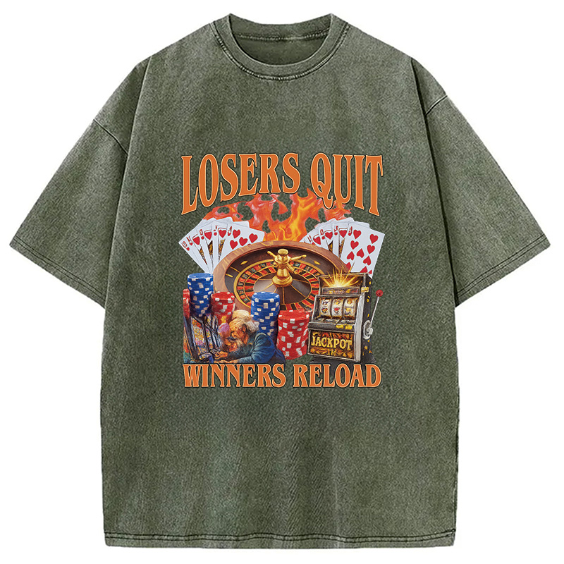 Modecanvas Funny Gambling Washed T-Shirt