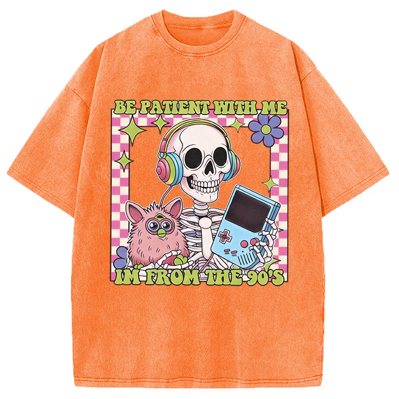 Modecanvas Please Be Patient Skull Meme Washed T-Shirt