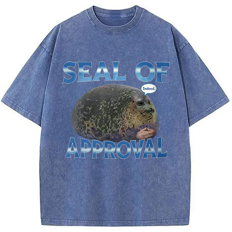 Modecanvas Seal Of Approval Meme DTG Printing Washed T-Shirt