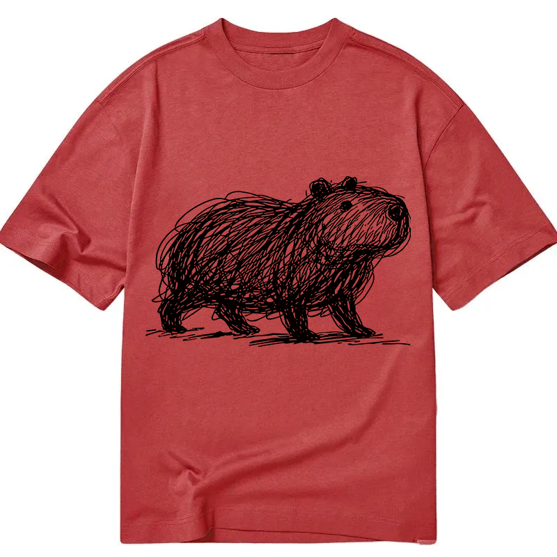 Modecanvas Minimalist Capybara DTG Printing Classic T-Shirt-modecanvas