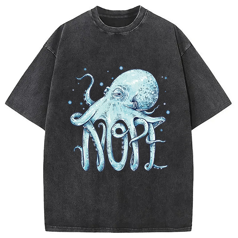 Modecanvas Octopus Nope DTG Printing Washed T-Shirt
