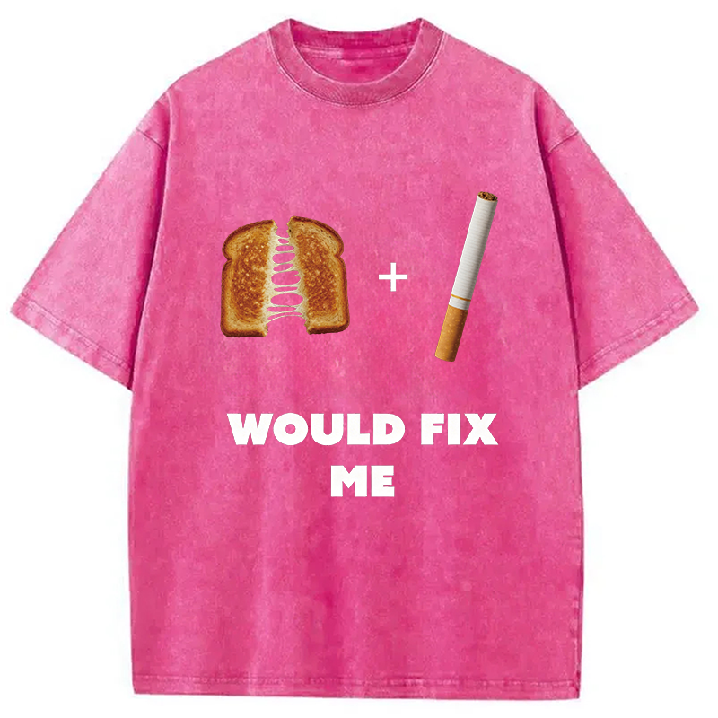 Modecanvas Grilled Cheese And Cigarette Meme DTG Printing Washed T-Shirt