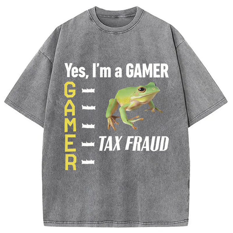 Modecanvas Frog Gamer Meme Washed T-Shirt