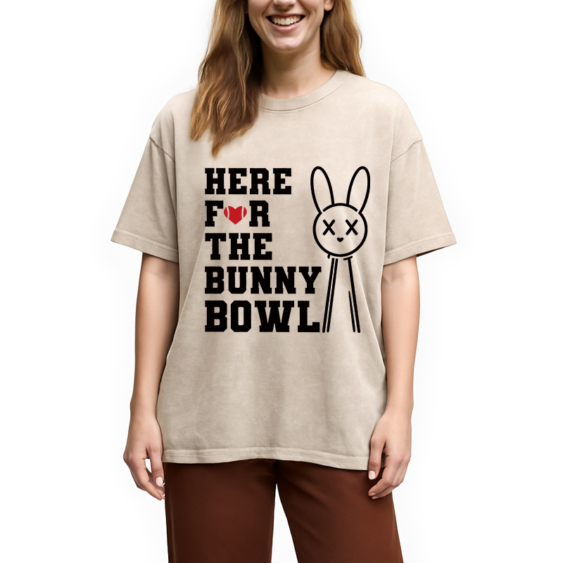 Modecanvas Here For The Bunny Bowl DTG Printing Washed T-Shirt